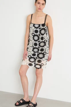 Abito in macramè - Nero Bianco