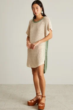 Abito in maglia a rete - Ecru Verde