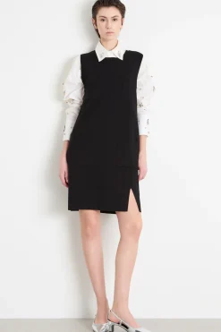 Abito in maglia con tasche - Nero
