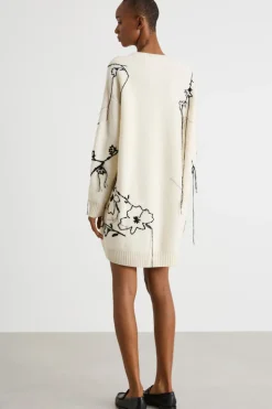 Abito in maglia ricamata - Bianco Nero