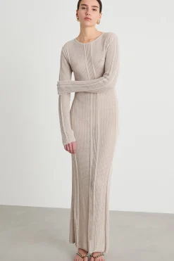 Abito in maglia traforata - Beige