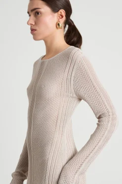 Abito in maglia traforata - Beige