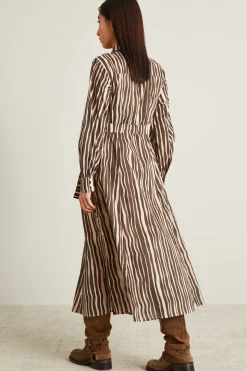 Abito in mussola a fantasia - Beige Marrone