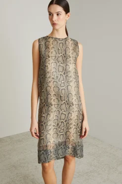 Abito in organza con stampa - Beige