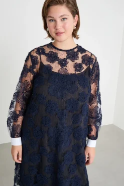 Abito in pizzo ricamato - Blu