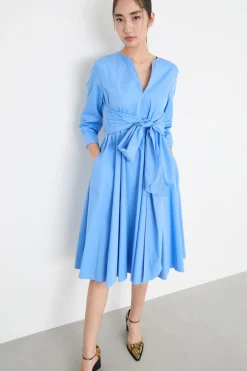Abito in popeline di cotone - Azzurro