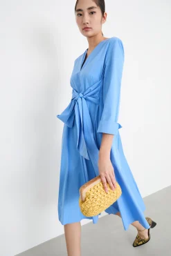 Abito in popeline di cotone - Azzurro