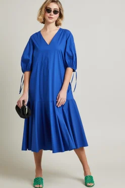 Abito in popeline di cotone - Blu