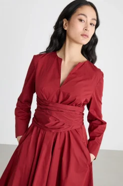 Abito in popeline di cotone - Rosso