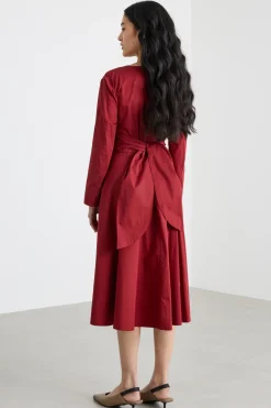 Abito in popeline di cotone - Rosso