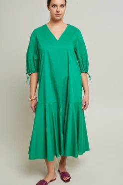 Abito in popeline di cotone - Verde