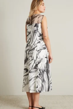 Abito in popeline e organza - Bianco Nero