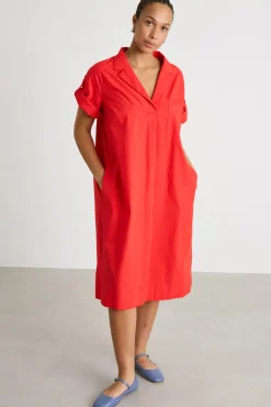 Abito in popeline - Rosso