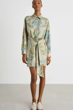 Abito in raso - Beige Verde Azzurro