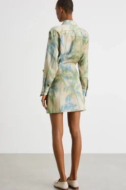 Abito in raso - Beige Verde Azzurro