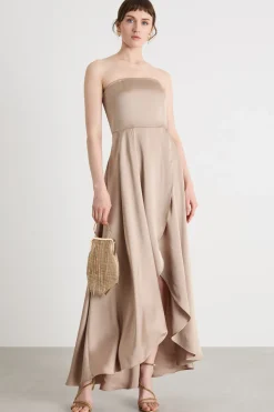 Abito in raso con bustino - Beige