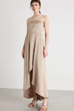 Abito in raso con bustino - Beige