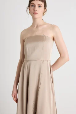 Abito in raso con bustino - Beige