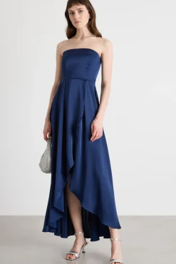 Abito in raso con bustino - Blu