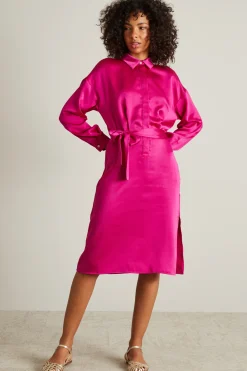 Abito in raso - Fuxia