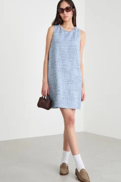 Abito in stuoia con strass - Azzurro