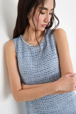 Abito in stuoia con strass - Azzurro