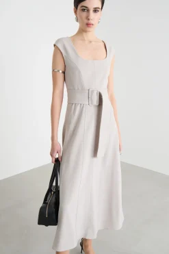Abito in stuoia mélange - Beige