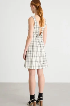 Abito in stuoia stretch - Bianco Nero