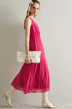 Abito in tulle e georgette - Rosa