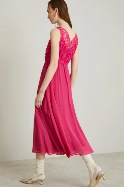 Abito in tulle e georgette - Rosa