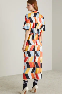Abito in twill - Arancione Giallo