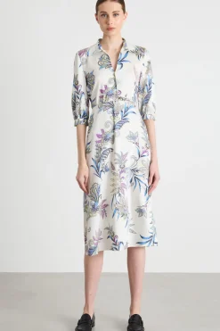 Abito in twill stampato - Bianco