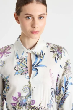 Abito in twill stampato - Bianco