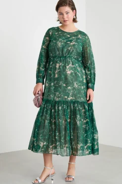 Abito in voile con coulisse - Verde