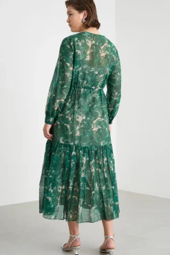 Abito in voile con coulisse - Verde