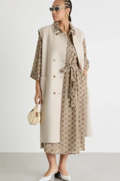 Abito in voile con stampa - Beige