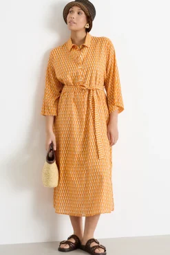 Abito in voile con stampa - Giallo