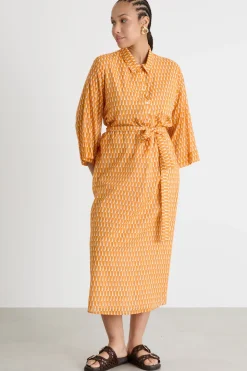 Abito in voile con stampa - Giallo
