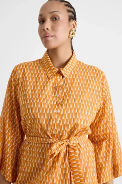 Abito in voile con stampa - Giallo