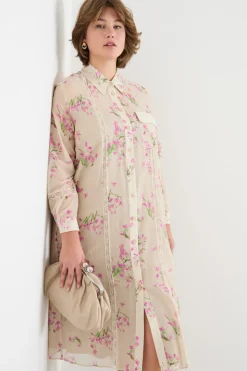 Abito in voile stampato - Beige