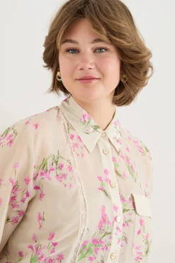 Abito in voile stampato - Beige