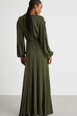 Abito lungo con cristalli ricamati - Verde