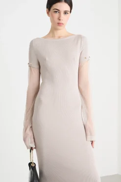 Abito lungo con maniche rimovibili - Beige