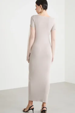 Abito lungo con maniche rimovibili - Beige