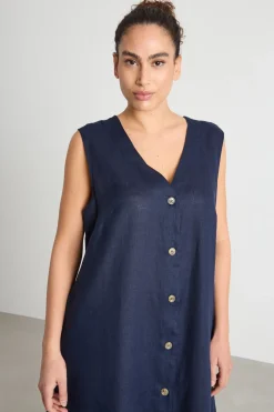 Abito lungo con scollo a V - Blu