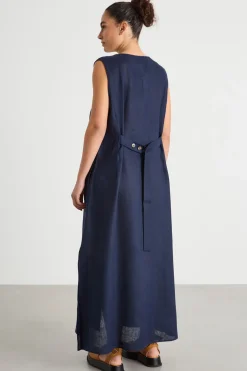 Abito lungo con scollo a V - Blu