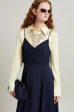 Abito lungo con spalline - Blu Notte