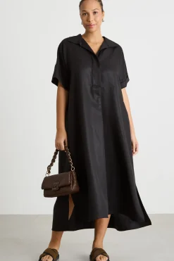 Abito lungo con tasche - Nero