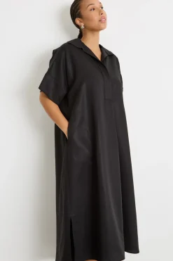 Abito lungo con tasche - Nero