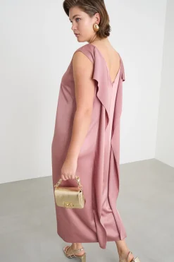 Abito lungo con volant sul retro - Rosa
